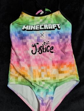 Justice x Minecraft Rainbow Pixel One-Piece Swimsuit
